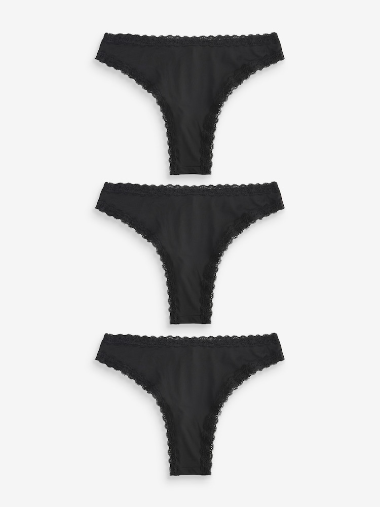 Black Brazilian Knickers 3 Pack - Image 5 of 6