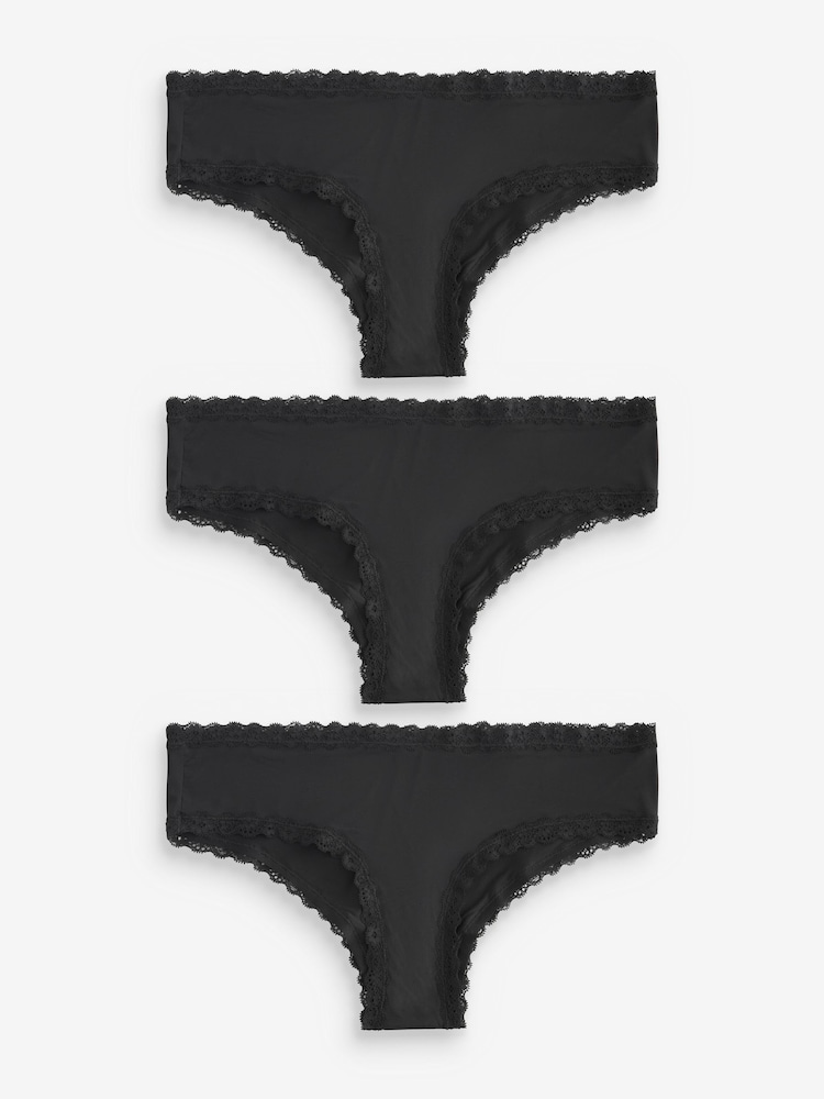 Black Hipster Knickers 3 Pack - Image 2 of 8