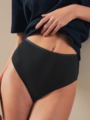 Black High Rise High Leg Cotton Rib Knickers 3 Pack - Image 2 of 5