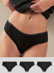 Black Hipster Cotton Rib Knickers 3 Pack - Image 1 of 7