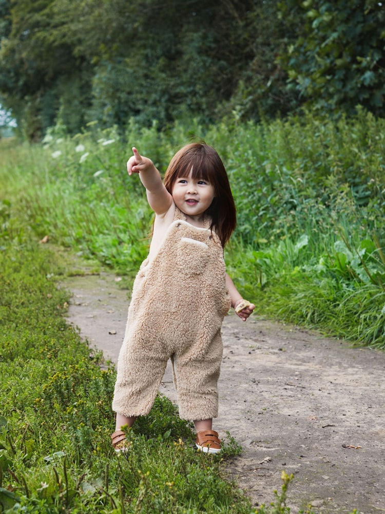 The Little Tailor Sherpa Fleece Cosy Baby Dungaree - Image 1 of 5