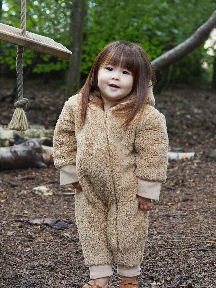 The Little Tailor Quilted Reversible Sherpa Fleece Cosy Baby Pramsuit - Image 1 of 6