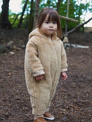 The Little Tailor Quilted Reversible Sherpa Fleece Cosy Baby Pramsuit - Image 2 of 6