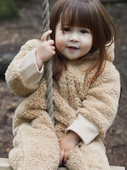 The Little Tailor Quilted Reversible Sherpa Fleece Cosy Baby Pramsuit - Image 3 of 6