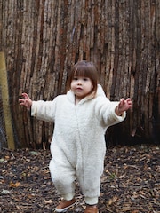 The Little Tailor Quilted Reversible Sherpa Fleece Cosy Baby Pramsuit - Image 2 of 8