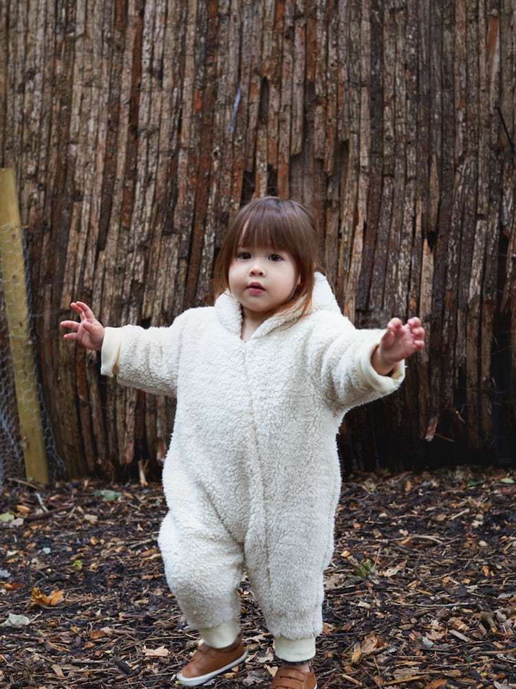 The Little Tailor Quilted Reversible Sherpa Fleece Cosy Baby Pramsuit - Image 2 of 8