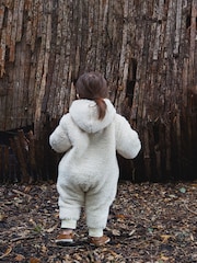 The Little Tailor Quilted Reversible Sherpa Fleece Cosy Baby Pramsuit - Image 3 of 8