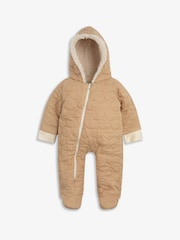 The Little Tailor Quilted Reversible Sherpa Fleece Cosy Baby Pramsuit - Image 5 of 8