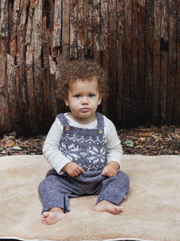 The Little Tailor Baby Knitted Fairisle Pattern Dungaree - Image 1 of 5