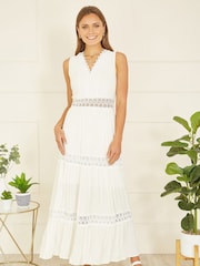 Yumi White Lace Trim Sun Dress - Image 1 of 5