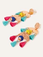 Accessorize Natural Bead and Tassel Long Earrings - Image 2 of 2