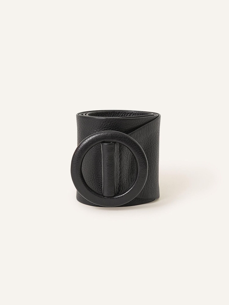 Accessorize Black Leather Soft Wide Waist Belt - Image 1 of 3 Accessorize Black Leather Soft Wide Waist Belt - Image 1 of 3