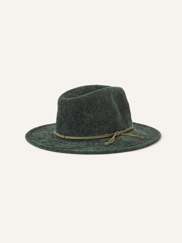 Accessorize Green Chenille Packable Fedora Hat - Image 1 of 4
