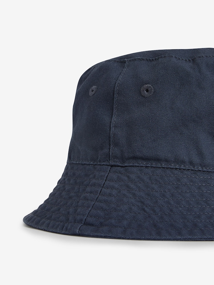 Navy Blue 100% Cotton Canvas Bucket Hat (3mths-16yrs) - Image 2 of 2