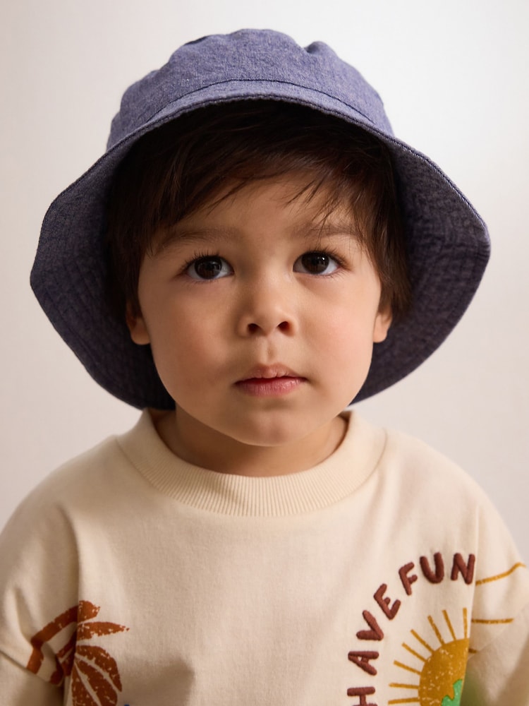 Blue Chambray Bucket Hat (3mths-16yrs) - Image 2 of 4 Blue Chambray Bucket Hat (3mths-16yrs) - Image 2 of 4