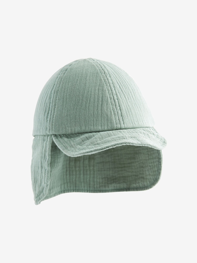 Sage Green Legionnaire 100% Cotton Hat (3mths-10yrs) - Image 1 of 3