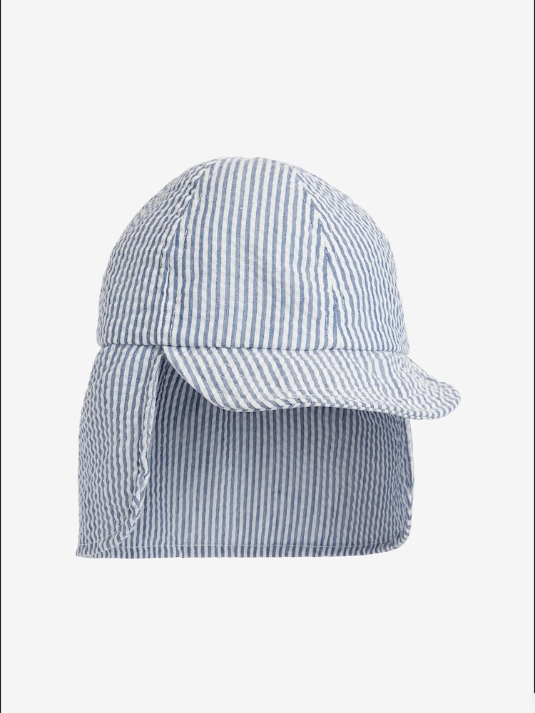 Blue/White Stripe Legionnaire 100% Cotton Hat (3mths-10yrs) - Image 1 of 2