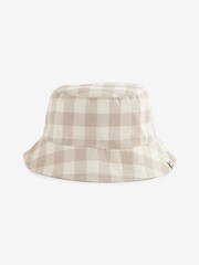Neutral Check Bucket Hat (3mths-10yrs) - Image 1 of 2