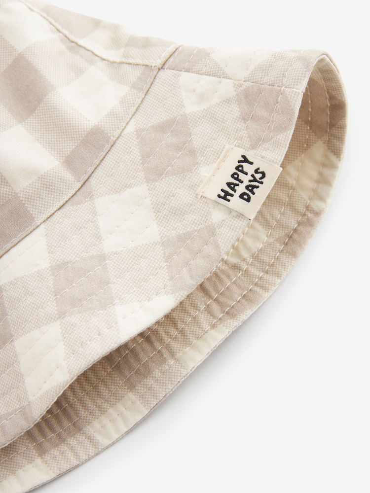 Neutral Check Bucket Hat (3mths-10yrs) - Image 2 of 2 Neutral Check Bucket Hat (3mths-10yrs) - Image 2 of 2