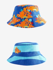Dinosaur Print Reversible Bucket 100% Cotton Hat (3mths-10yrs) - Image 1 of 3