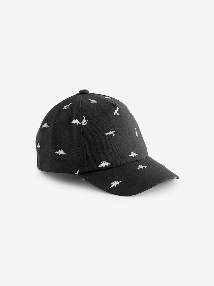 Black Embroidered Dinosaur Baseball Cap (3mths-10yrs) - Image 1 of 2