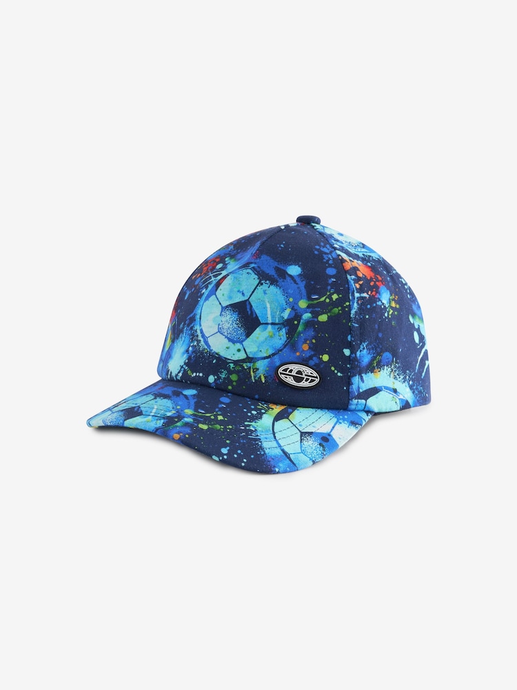 Blue Football Print Baseball Cap (1-16yrs) - Image 1 of 2 Blue Football Print Baseball Cap (1-16yrs) - Image 1 of 2
