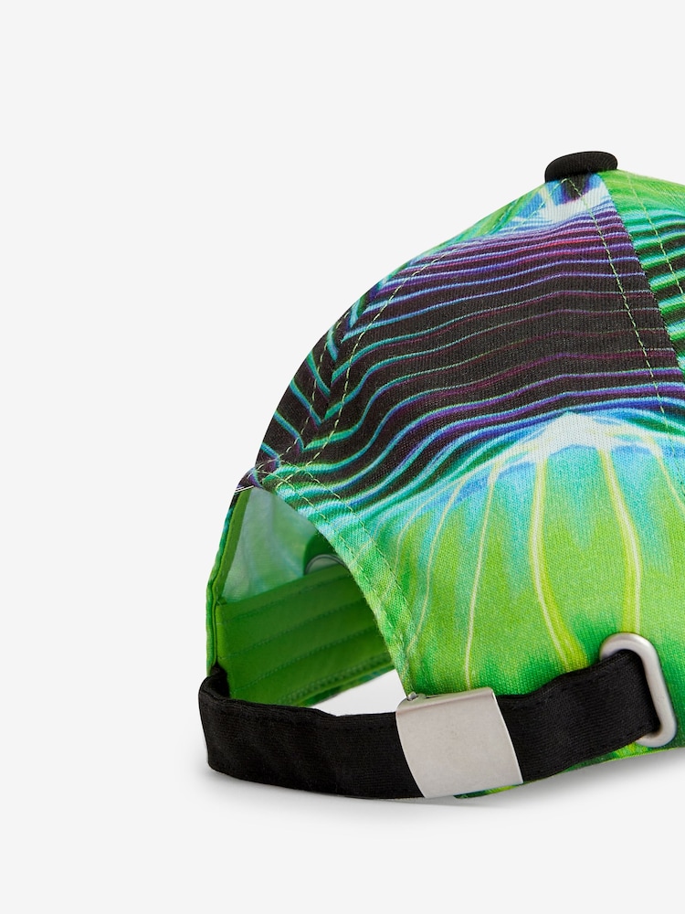 Black/Lime Glitch Print Baseball Cap (1-16yrs) - Image 2 of 2 Black/Lime Glitch Print Baseball Cap (1-16yrs) - Image 2 of 2