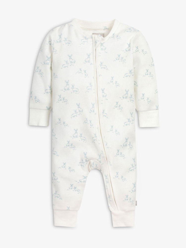 The Little Tailor Baby Front Zip Soft 100% Cotton Sleepsuit - Image 1 of 4