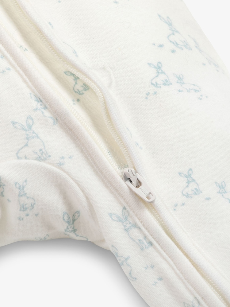 The Little Tailor Baby Front Zip Soft 100% Cotton Sleepsuit - Image 4 of 4