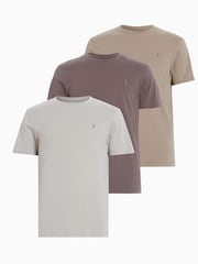 AllSaints Brown Brace Crew T-Shirts 3 Pack - Image 1 of 7