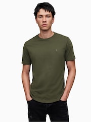 AllSaints Green 100% Cotton Brace Crew T-Shirt - Image 1 of 5