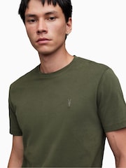 AllSaints Green 100% Cotton Brace Crew T-Shirt - Image 4 of 5