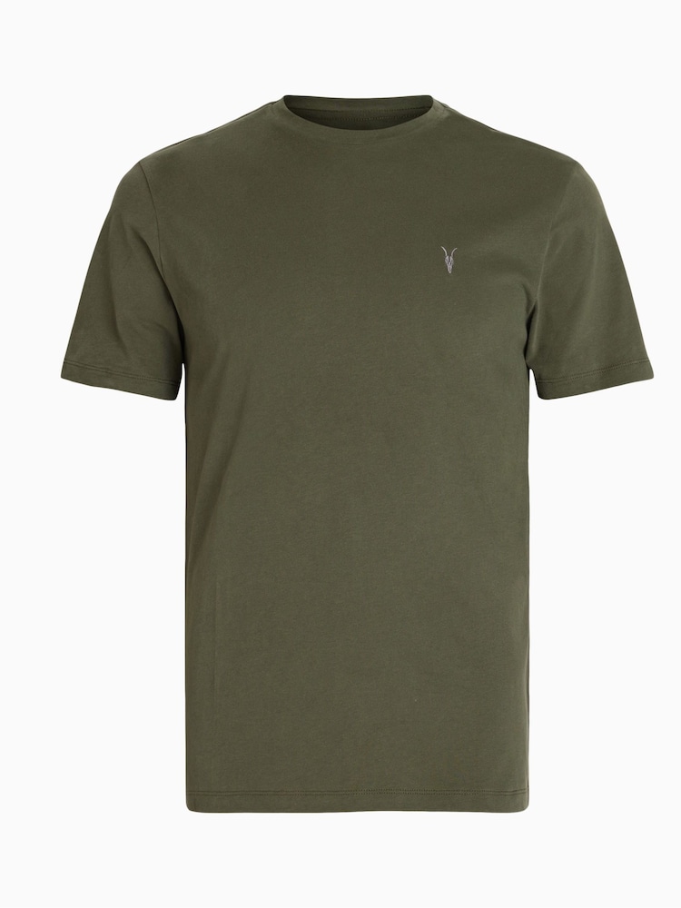 AllSaints Green 100% Cotton Brace Crew T-Shirt - Image 5 of 5