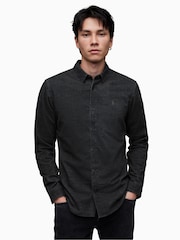 AllSaints Black Long Sleeve Lorella 100% Cotton Shirt - Image 1 of 5