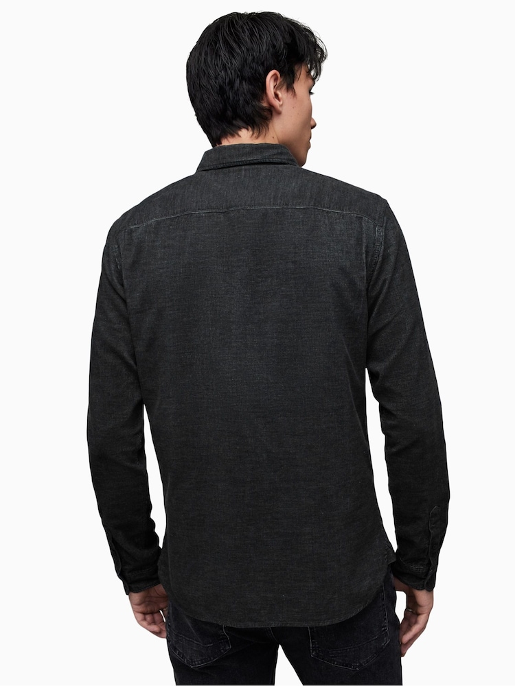 AllSaints Black Long Sleeve Lorella 100% Cotton Shirt - Image 2 of 5
