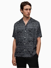 AllSaints Black Blocko Short Sleeve Shirt - Image 1 of 4