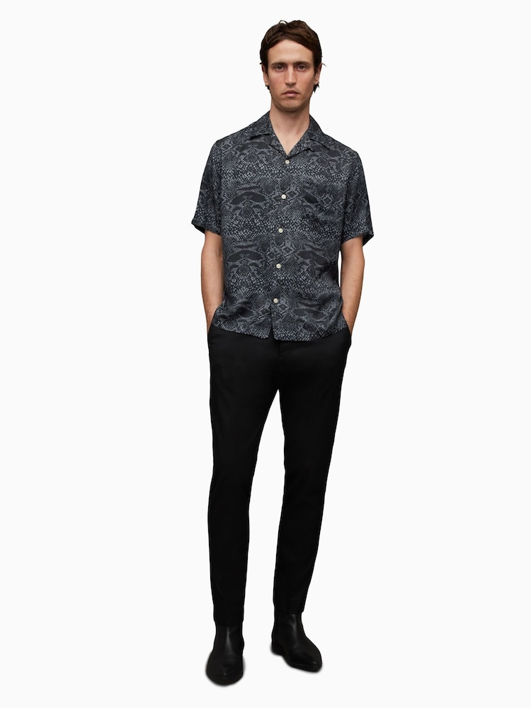 AllSaints Black Blocko Short Sleeve Shirt - Image 2 of 4