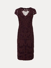 Phase Eight Berry Purple Agatha Tapework Midi Dress - Image 6 of 6