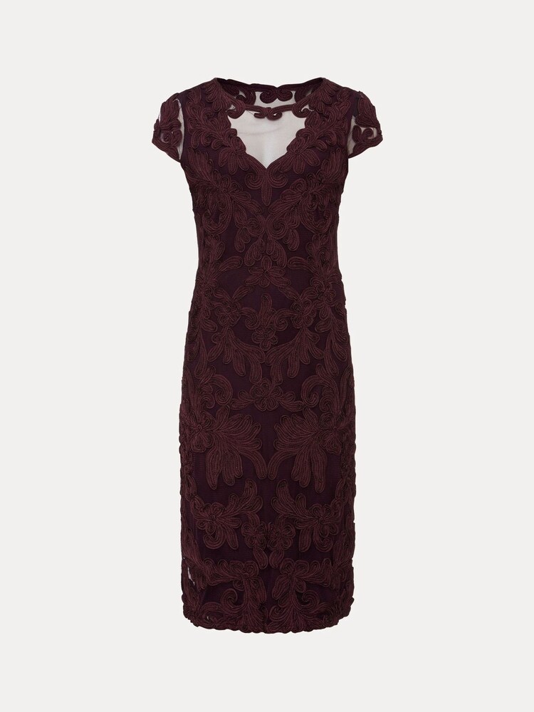 Phase Eight Berry Purple Agatha Tapework Midi Dress - Image 6 of 6