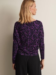 Phase Eight Purple Ronnie Abstract Pleated Top - Image 2 of 6