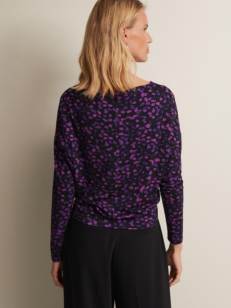 Phase Eight Purple Ronnie Abstract Pleated Top - Image 2 of 6