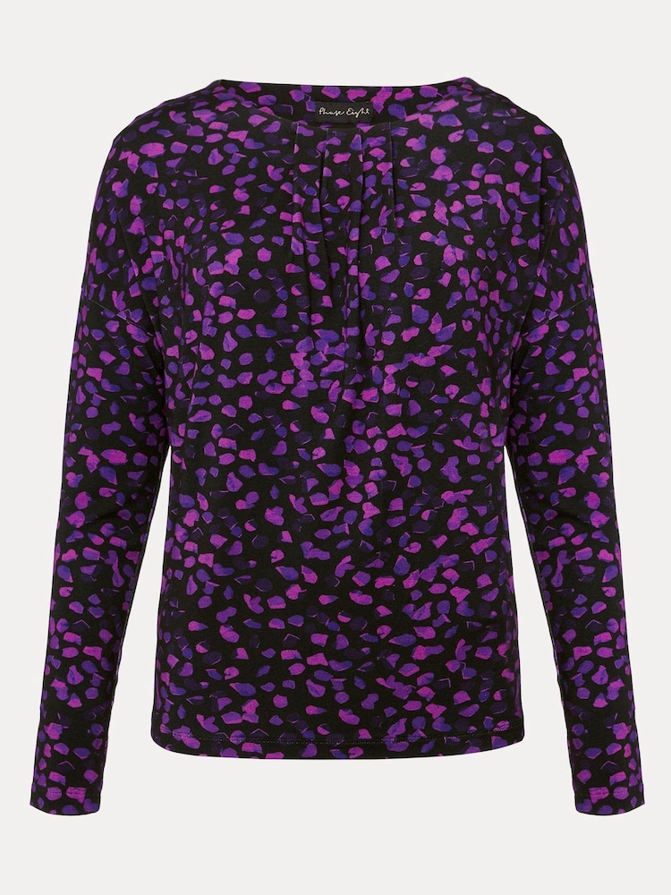 Phase Eight Purple Ronnie Abstract Pleated Top - Image 6 of 6