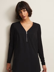 Phase Eight Black Longline Alaina Zip Detail Tunic - Image 1 of 6