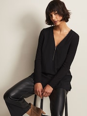 Phase Eight Black Longline Alaina Zip Detail Tunic - Image 4 of 6