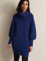 Phase Eight Blue Dahlie Chunky Knit Tunic Mini Dress - Image 1 of 7