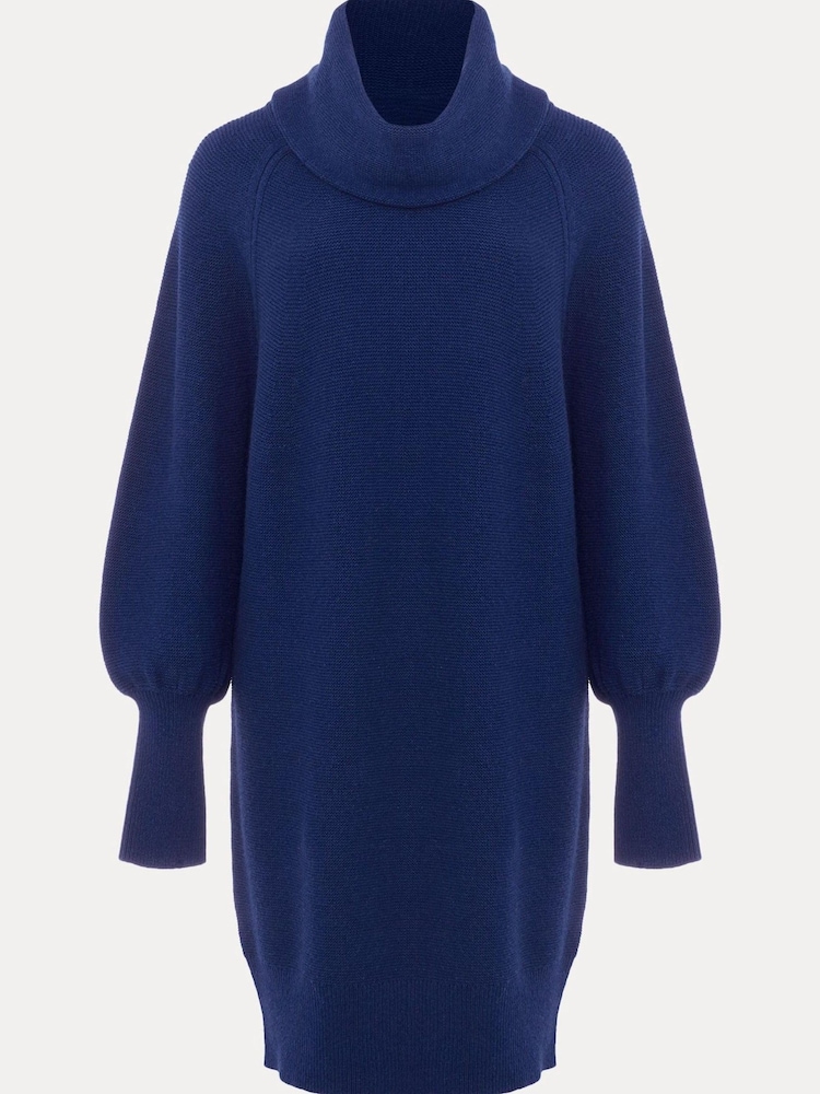 Phase Eight Blue Dahlie Chunky Knit Tunic Mini Dress - Image 7 of 7