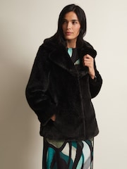 Phase Eight Black Faux Fur Megan Coat - Image 1 of 8