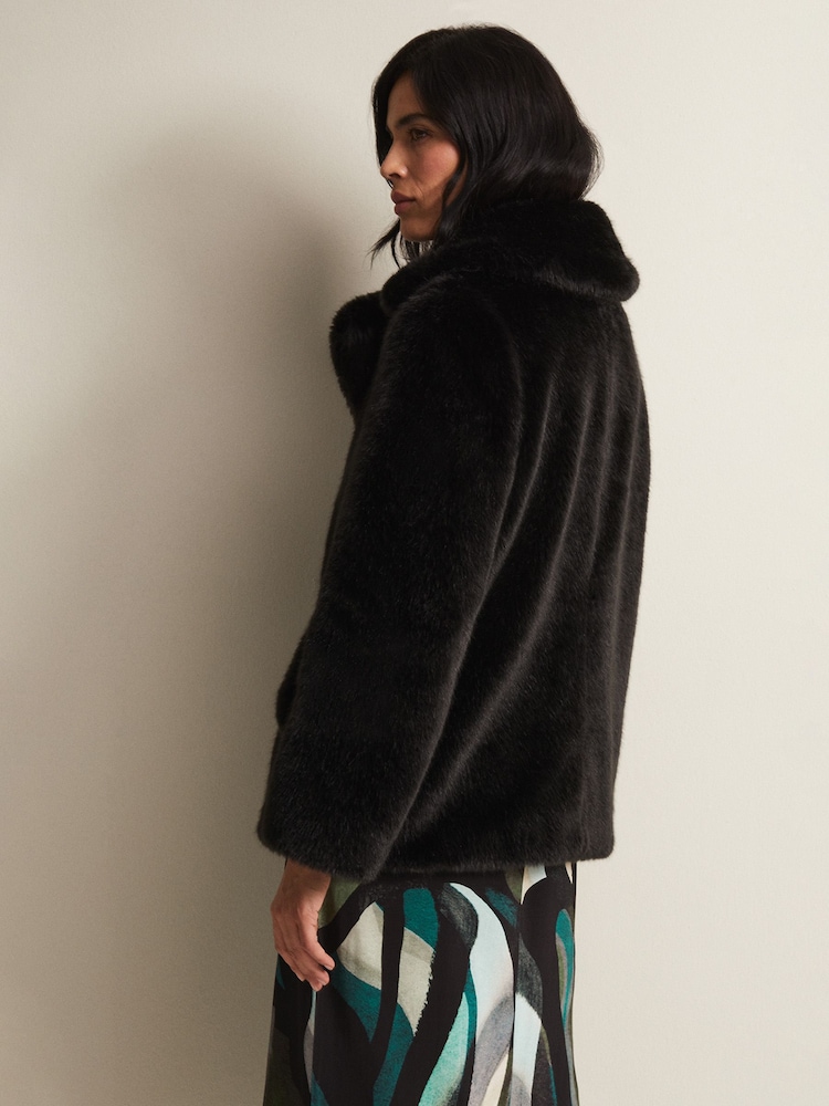 Phase Eight Black Faux Fur Megan Coat - Image 2 of 8