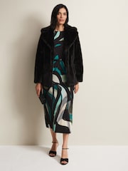 Phase Eight Black Faux Fur Megan Coat - Image 3 of 8