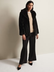 Phase Eight Black Faux Fur Megan Coat - Image 4 of 8